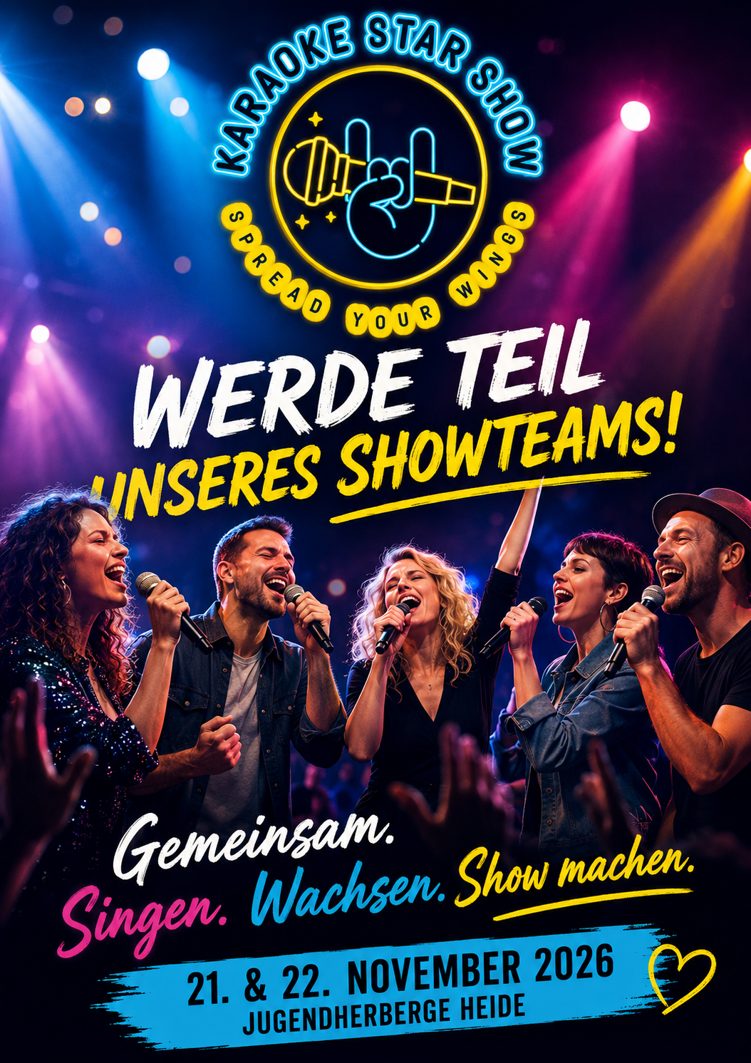 Werde Teil unseres Karaoke Starshow Teams – 21. und 22. November 2026 in der Jugendherberge Heide